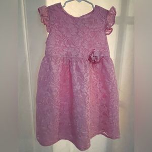 LIKE NEW 5T  Wonder Nation‎ pink lace ruffle cap sleeves lined button back dress